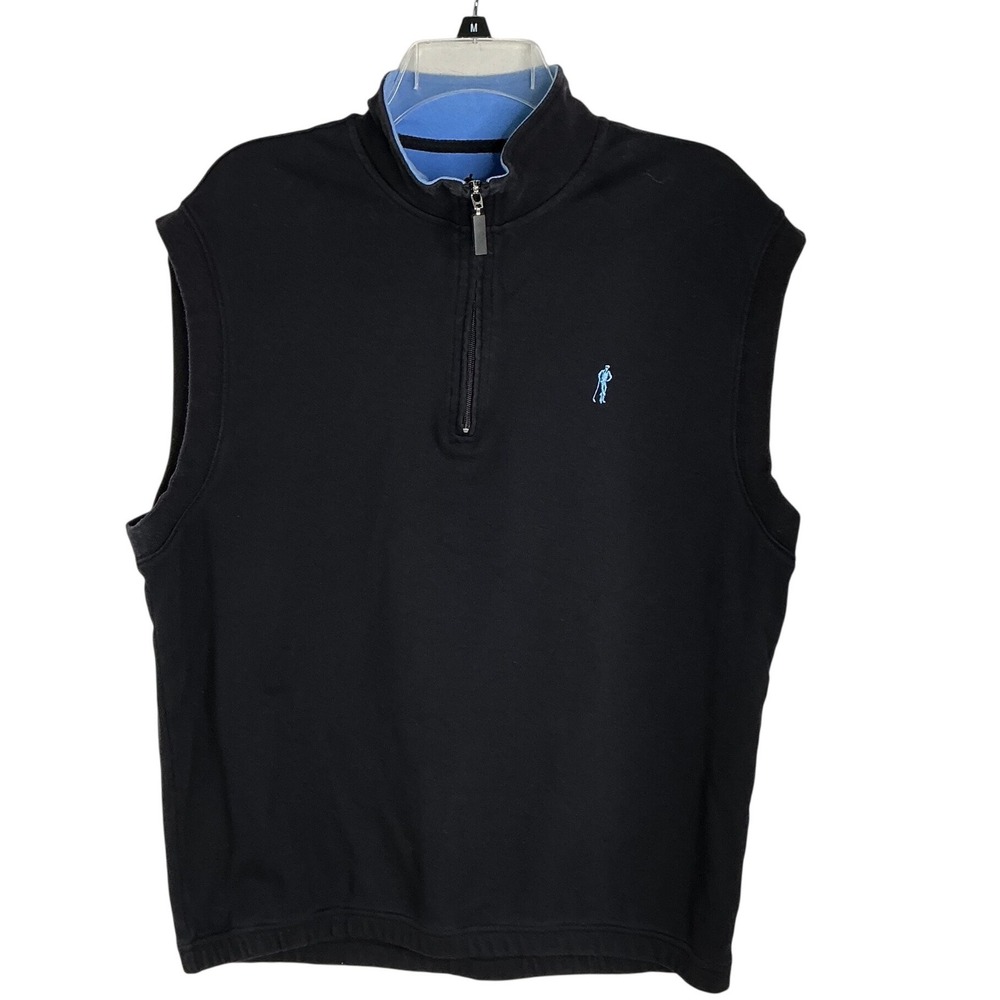 Payne Stewart Mens Black Sleeveless Quarter Zip Golf‎ Vest Size L